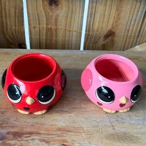Set of 2 Vintage Rocket Farms Love Birds Ceramic Planters Succulent Pots 4"